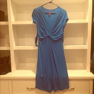 Seraphine Maternity dress in blue.